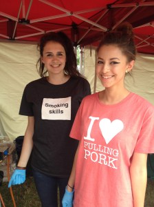 The staff at Bare Bones Cue  sporting ace t-shirts (the good smoking kind, of course)