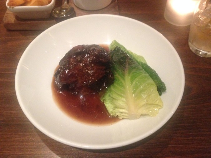 Beef cheek with January King (that's the green stuff on the side) 