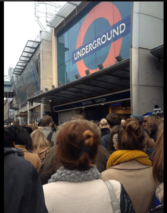 Scenes outside Brixton tube during rush hour