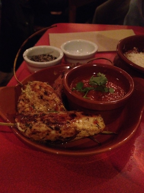 Jollof chicken skewers