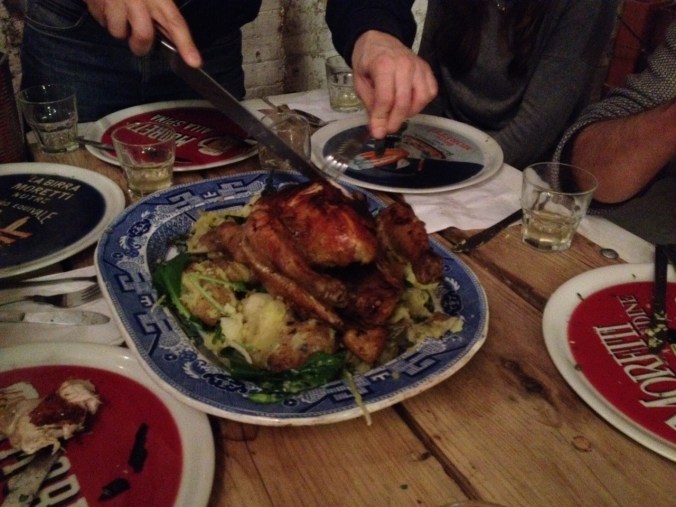 Mismatched plates and cutlery add to the homely feel