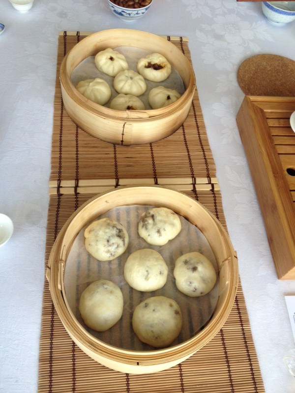 Steamed pork and butternut squash dumplings