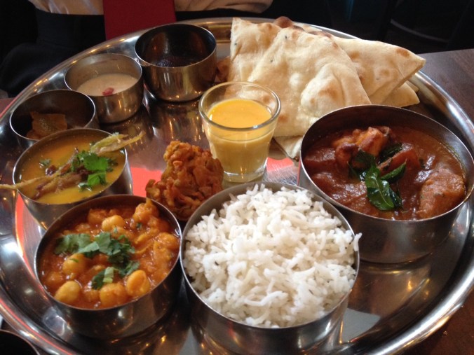 The seafood thali was more impressive